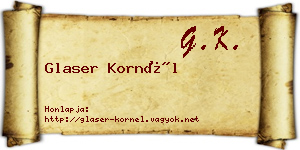 Glaser Kornél névjegykártya