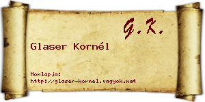 Glaser Kornél névjegykártya